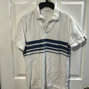Abercrombie Kids Polo tee shirt, white with blue stripe
